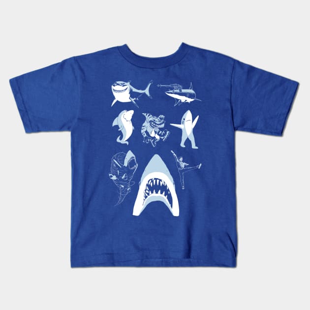 Famous Sharks Kids T-Shirt by C.E. Downes